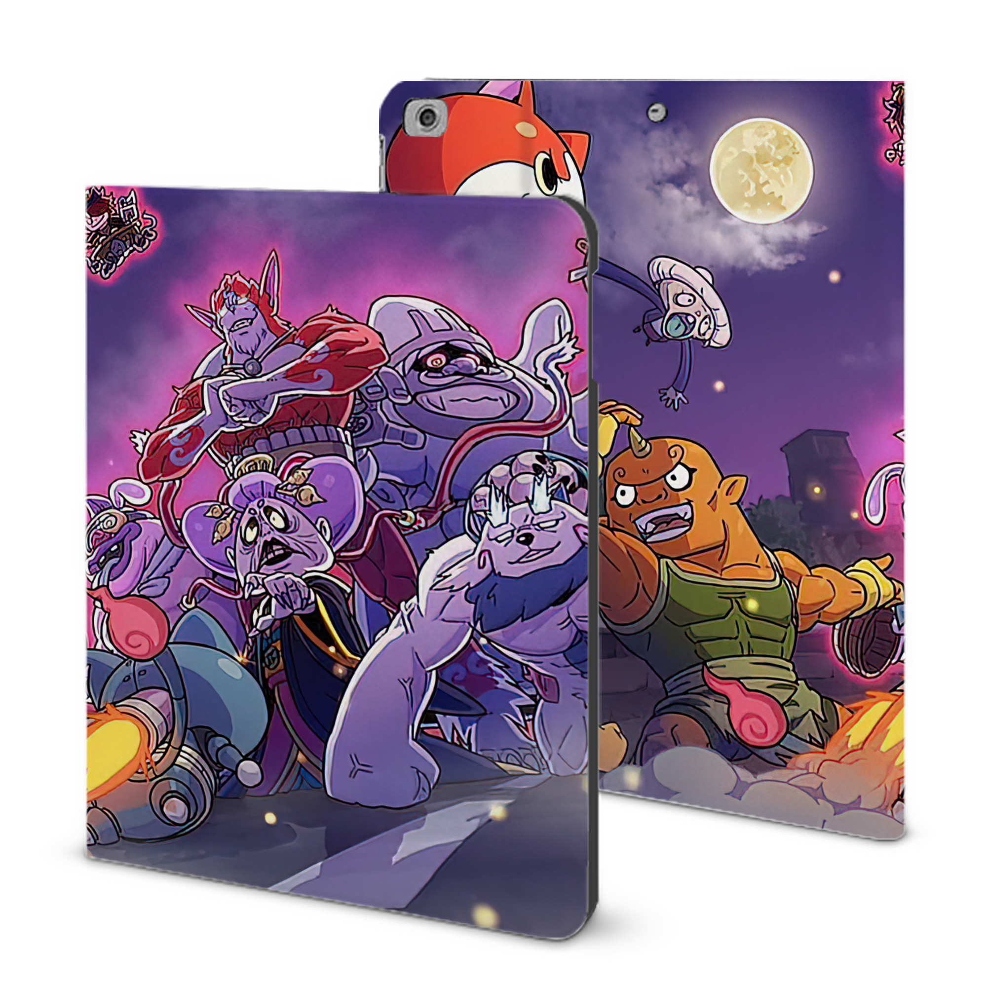 （画像用） 妖怪ウォッチ Yo-kai Watch IPad ケース ブック型 PUレザー TPU 耐衝撃 軽量 薄型 ペン収納なし 全面保護 IPad 各モデル対応